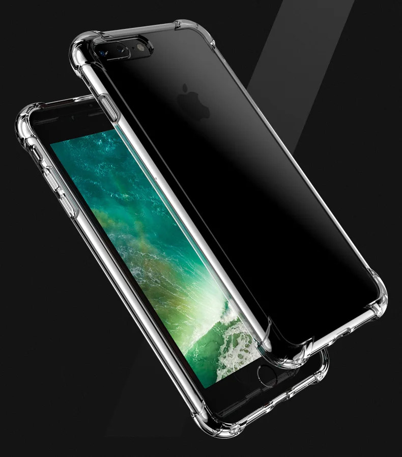 Супер Противоударный прозрачный мягкий чехол для iPhone 7 iphone 6X8 6S Plus силиконовый