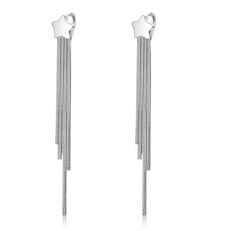 

High quality fashion flower women long 925 sterling silver ladies drop earrings birthday gift wholesale shipping