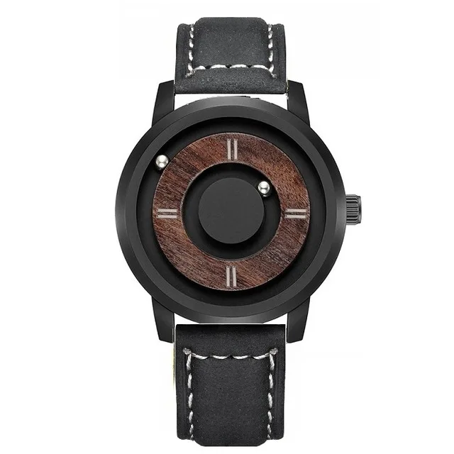 Black Leather EUTOUR мужские часы с магнитными шариками, водонепроницаемые Роскошные Кварцевые часы от ведущего бренда, женские и мужские повседневные наручные часы из нержавеющей стали - Цвет: Black Leather