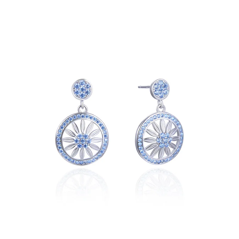 

Серьги YJAR002027 женские из серебра 925 пробы с инкрустацией в виде лепестков
