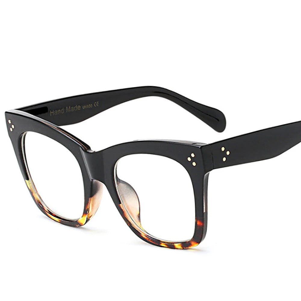 Big Square Eyeglasses Frame Eyewear Black Vintage Rivet Optical Glasses Women Frames Prescription |