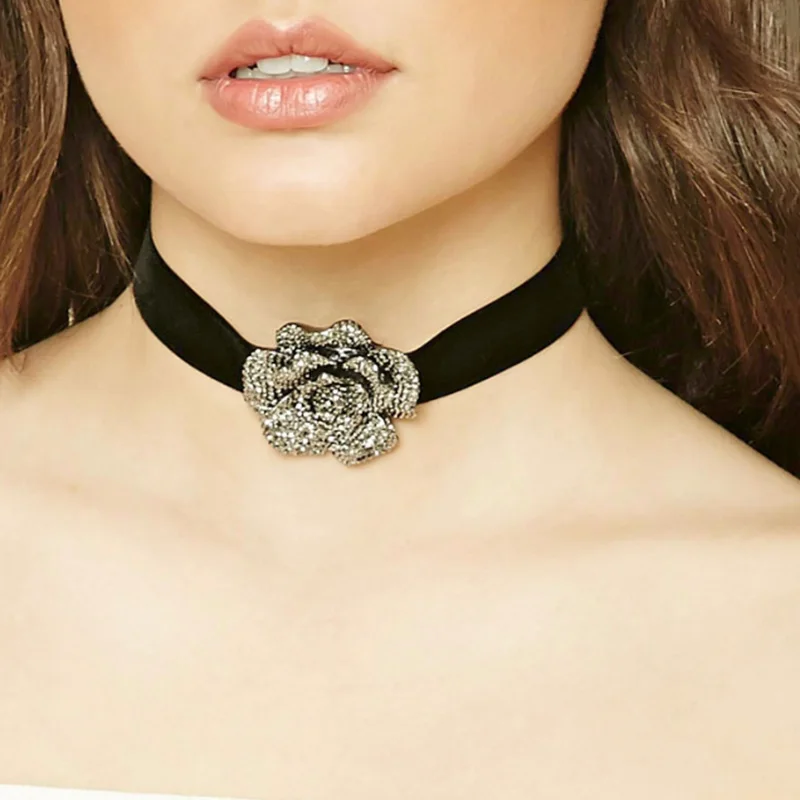 Черное ожерелье Чокеры NR3744 Женское Ожерелье чокеры|velvet choker necklace|statement necklacechoker