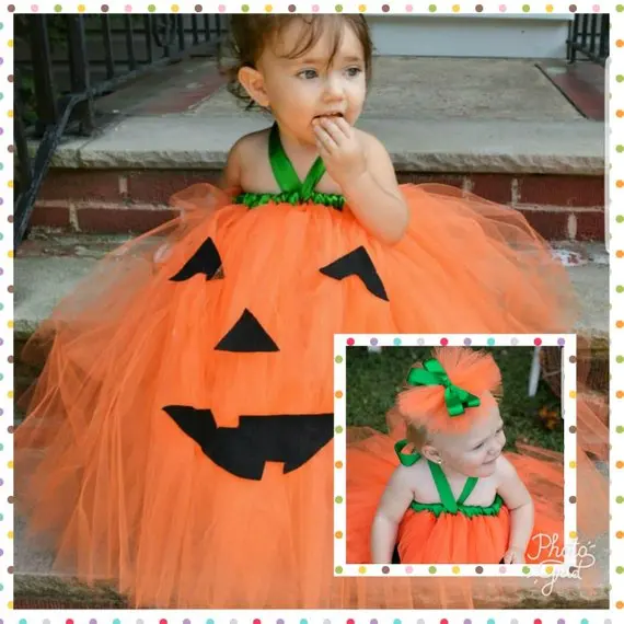 POSH DREAM Orange Little Pumpkin Kids Girls Halloween Costume Lantern Baby Cosplay Tutu Dress Adorable | Детская одежда и обувь