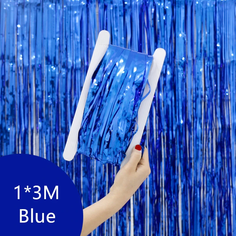 2M 3M Gold Silver Metallic Rain Foil Curtain Tinsel Fringe Tassel Birthday Party Wedding Decoration Backdrop Curtain Photo Props