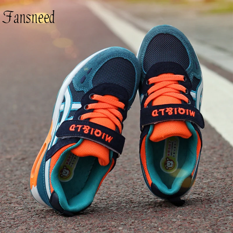 2019 New Genuine Leather Spring Children Sports Shoes Kids Breathable Cozy Running Boys Girls Quality Cushion Sneakers |