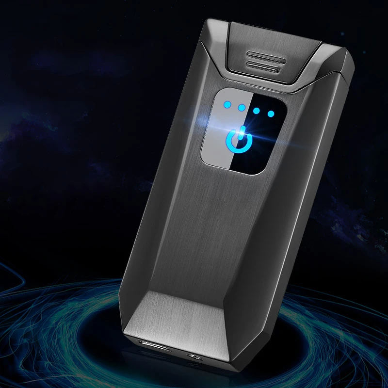 USB зажигалка с дисплеем емкости зарядки сенсорным экраном Индукционная двойной