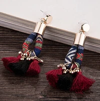 4colors trendy ethnic bohemia tassel drop dangle statement earrings for women gold pendant brand jewelry