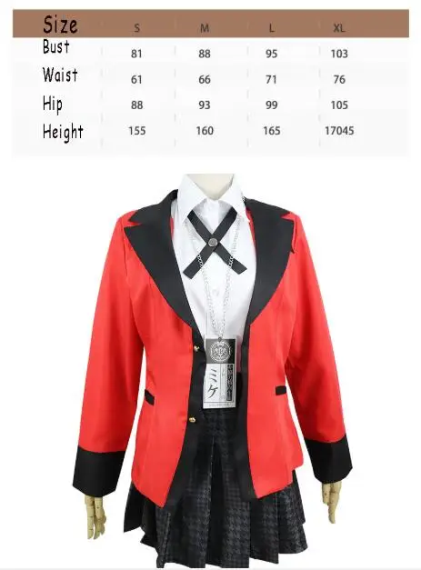 Kakegurui Uniform Популярные крутые костюмы для косплея, аниме Kakegurui Yumeko Jabami, японская школьная форма для девочек, полный комплект, куртка+ рубашка+ юбка+ чулки+ галстук - Цвет: Kakegurui Uniform