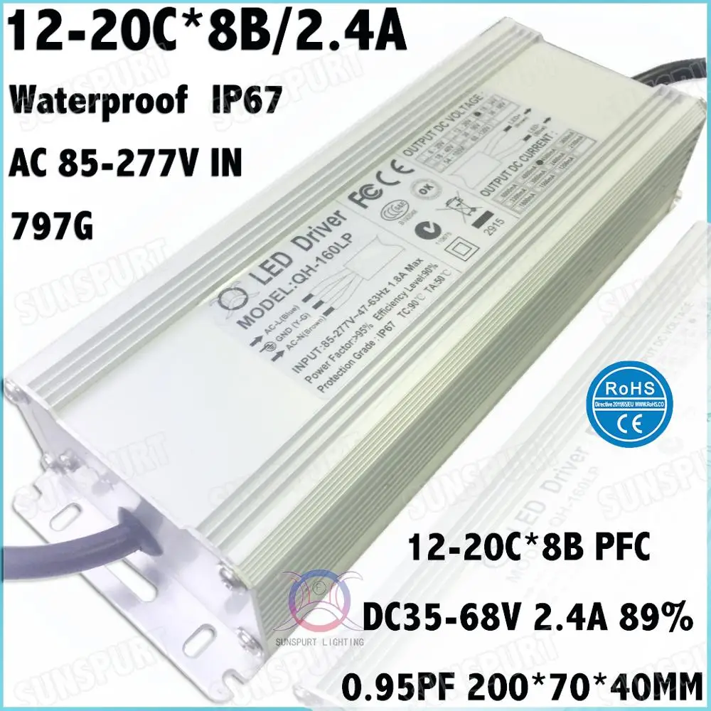Водонепроницаемый светодиодный драйвер IP67 PF 40 300 Вт 12 20series 3 параллельный а А adc35 68