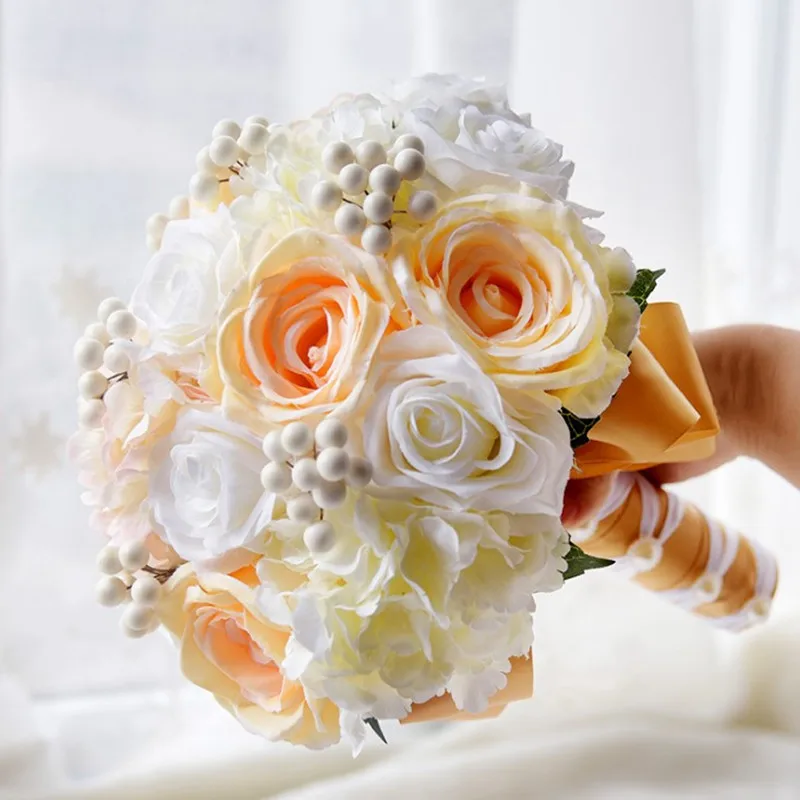 

2019 Bride bouquet simulation workshop, bridesmaid's wedding ribbon holding flowers Free Shipping