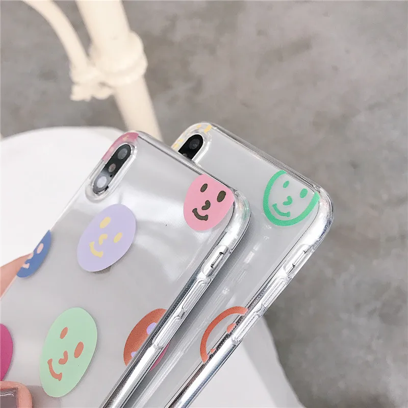 Милые чехлы для телефонов с улыбающимся лицом iPhone X XS max XR мягкий прозрачный
