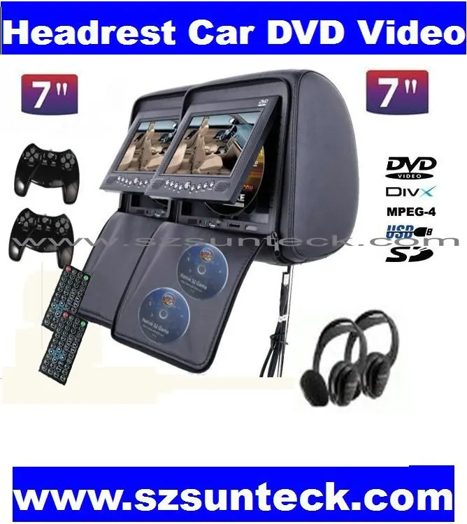 Бесплатная доставка одна пара 7 дюймовый подголовник dvd с крышкой на молнии + ИК
