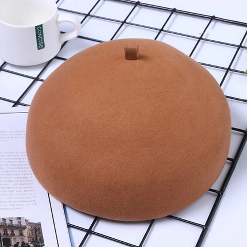 Fashion Women Solid Color Beret 100% Lambswool Berets Keep Warm Female Winter Casual Dome Bonnet Caps Pom | Аксессуары для одежды