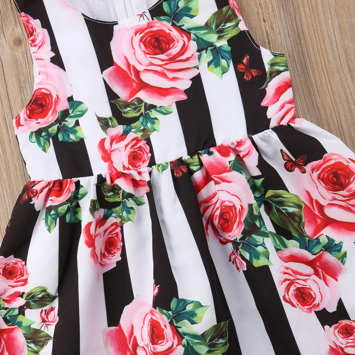 Girls Dress Stylish Toddler Kids Baby Sleeveless Floral Striped Princess Party Sundress 0-6T | Детская одежда и обувь