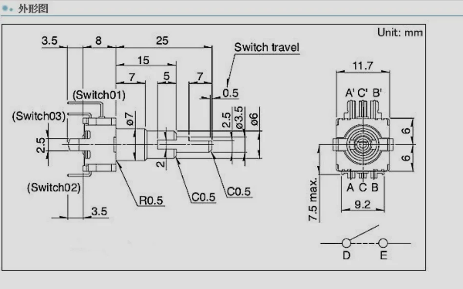 [VK]ALPS EC11EBB24C03 двойной энкодер EC11E BB24C03 с переключателем 15 импульсных точек Гладкий