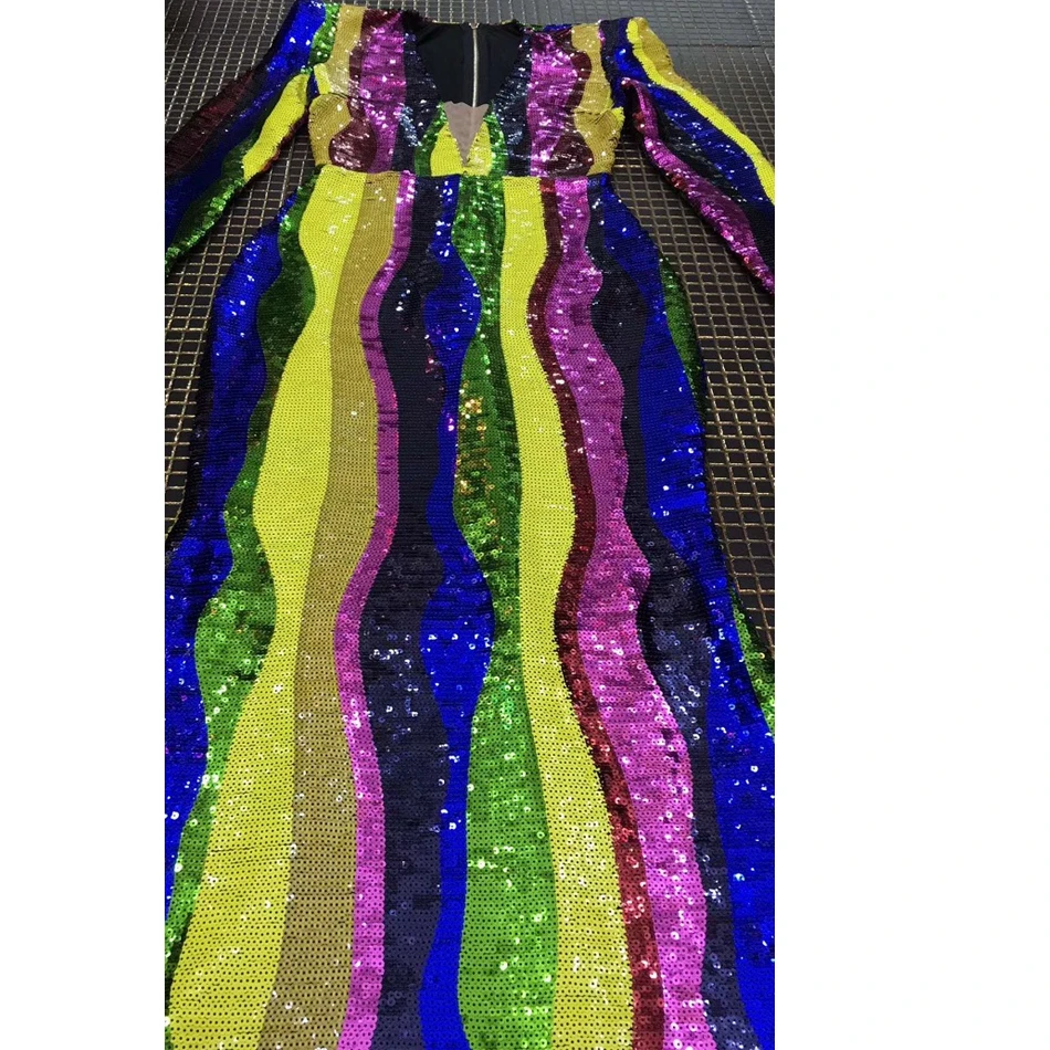 Мода 2019 женское длинное платье макси с длинными рукавами и пайетками сетчатые