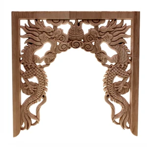 Китайские ниши RUNBAZEF, двойной дракон, игровые бусины, Цветочное дерево, резная угловая аппликация, деревянная резьба, наклейка, мебель, декор, ремесла