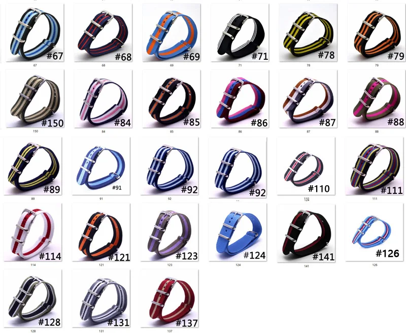 1 шт. тканевые нейлоновые ремешки для часов черные армейские зеленые Коричневые