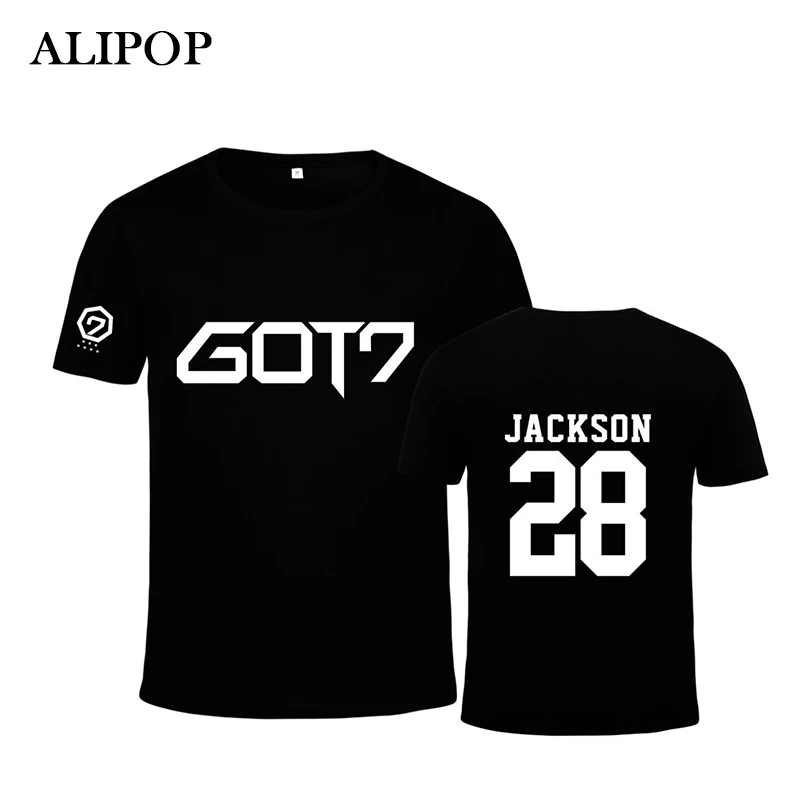 Kpop Fashion GOT7 JACKSON MARK JB JR. Футболка из жесткого хлопка с надписью FLIGHT LOG для второго