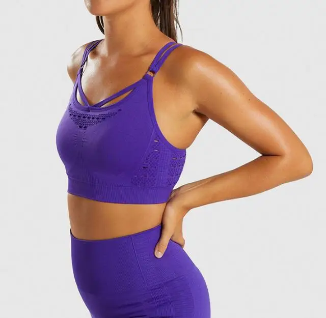 bra A Purple 21 стиль женский бесшовный спортивный бюстгальтер Беговая одежда для йоги Бюстгальтер с подушечками спортивный бюстгальтер энергия фитнес топы Спортивная одежда - Цвет: bra A Purple