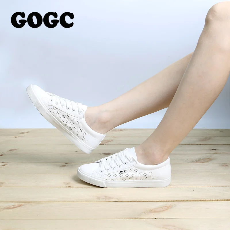 GOGC Кеды с перфорацией белая обувь женская кеды дышашие женские кроссовки женские наиудобнейшие кеды шнурки мягкая кожа женская обувь со шнуровкой