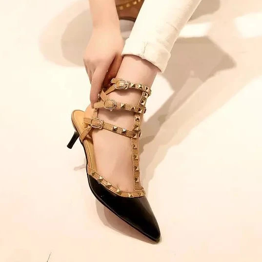 rivets pointed toe sexy high heels gladiator pumps ankle strap sandals women shoes spring summer Ladies woman 3267 |