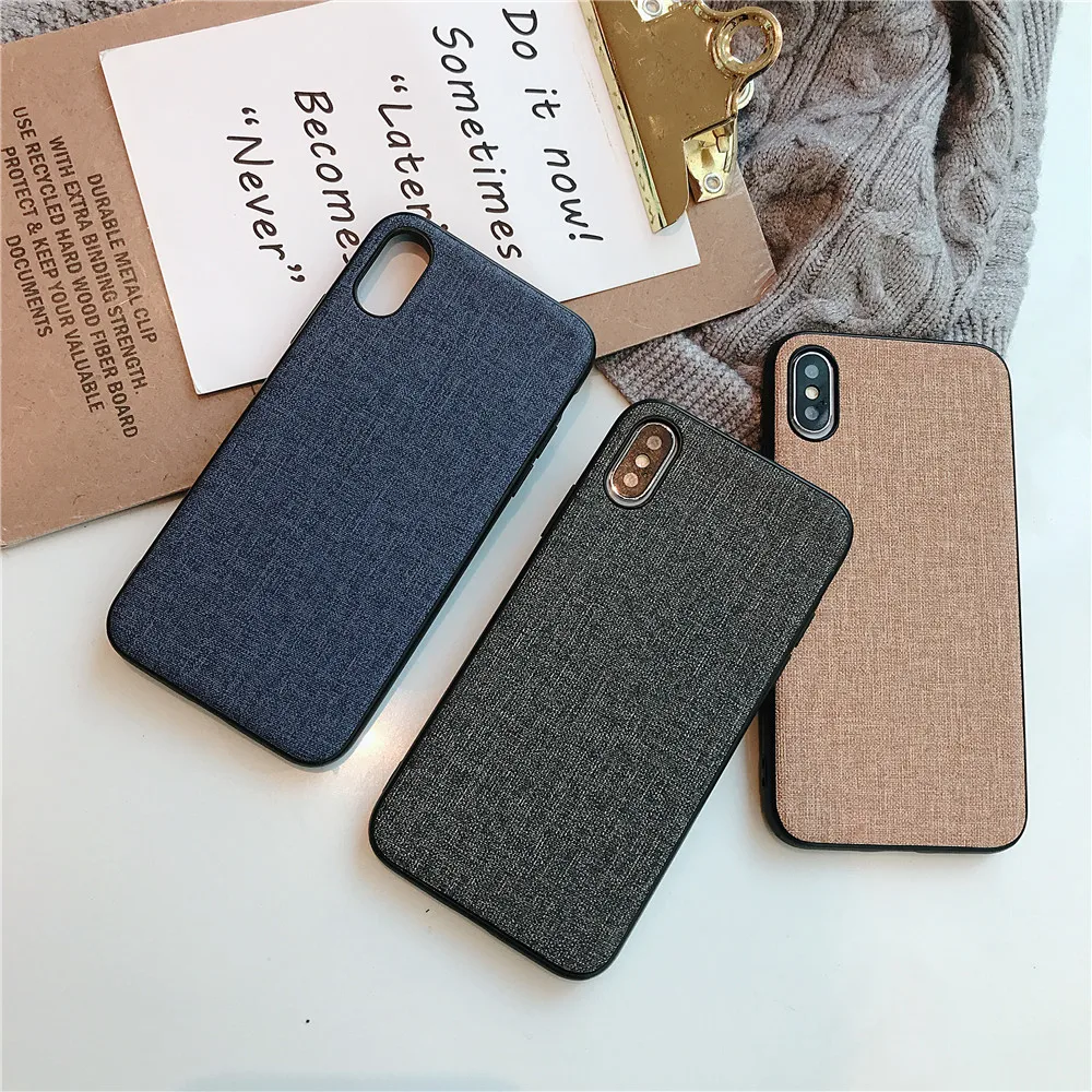 Luxury Cloth Plain Case TPU Cover For Apple iPhone X 8 7 6s 6 XS XR Max 10 Cute Phone Accessories Black Red Gray Skin |