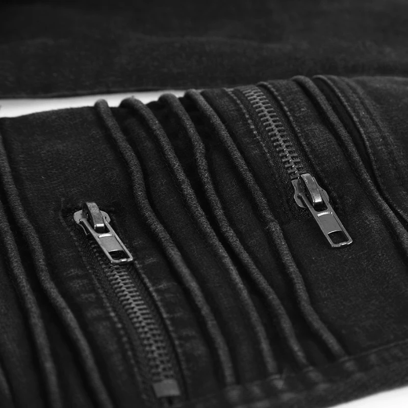 Готический рок повседневные стрейч джинсовые лоскутные брюки стимпанк