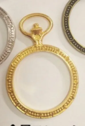 Gold GLADZGT 10 шт./партия круглые карманные часы Подвеска на металлическом каркасе Золотой шарм рамка Установка Кабошон Установка УФ смолы подвески - Цвет: Gold
