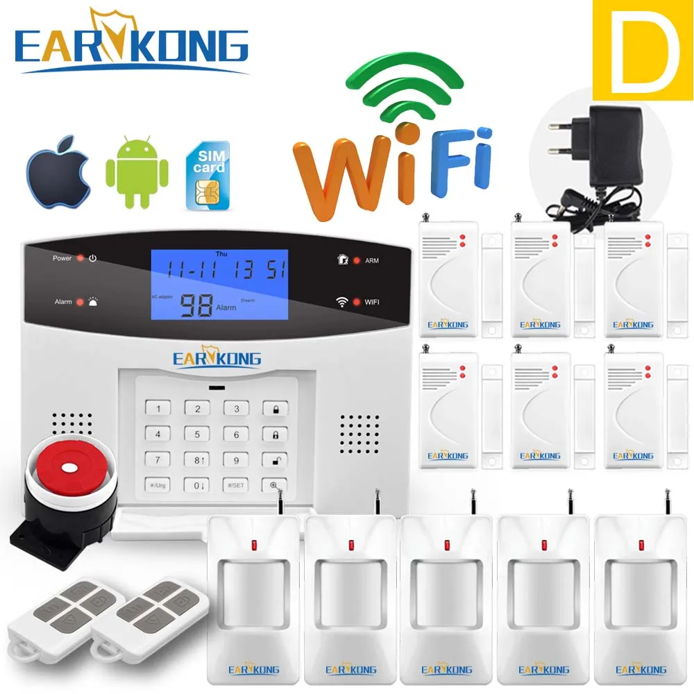 Wifi GSM PSTN домашняя охранная сигнализация домофон 433 беспроводной датчик сигнализации дистанционное управление автоматический набор сирен датчик комплект - Цвет: Option D