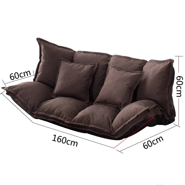 Brown Color Напольный диван-кровать Lounge Регулируемый складной современный диван для отдыха кровать Видео игровой диван с двумя подушками для спальни гостиной - Цвет: Brown Color