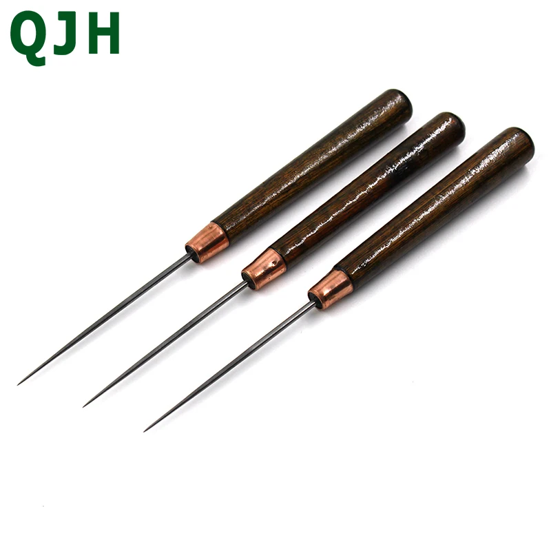 

1PCS/2PCS Leather Wood Handle Awl Hole Hook Tools Leather Craft Stitching Sewing Awl For Handmade Repair Craft Accessories