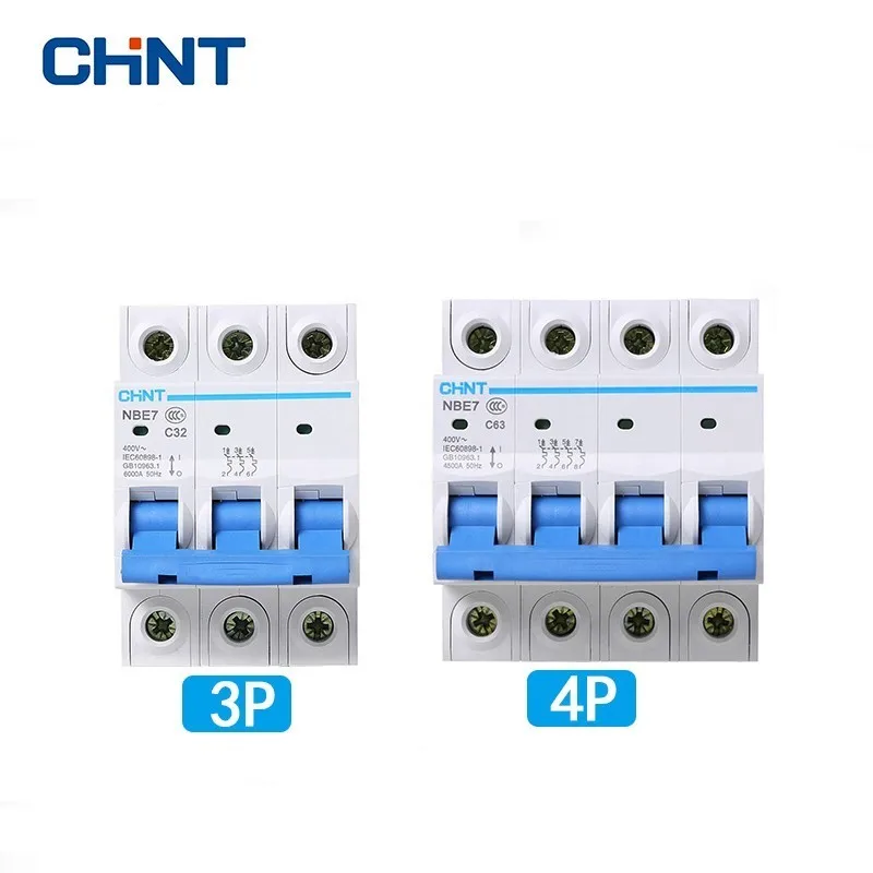 CHINT 3 P/4 P 400V автоматические выключатели серии NBE7 Бытовой Воздушный выключатель C