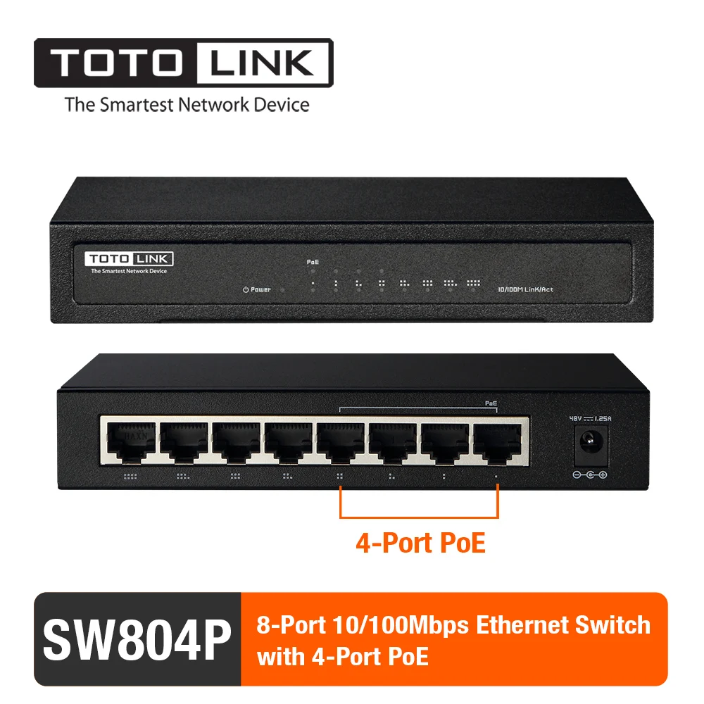 Коммутатор TOTOLINK SW804P с поддержкой сети Ethernet 4 порта | Компьютеры и офис