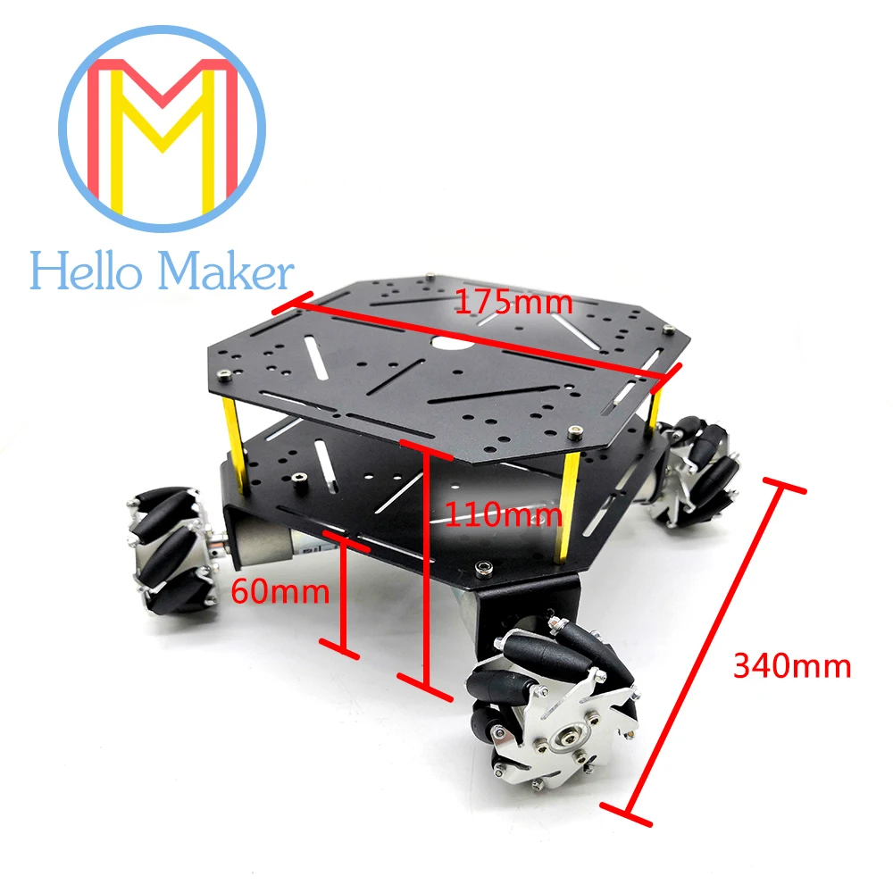 4 WD 60 мм колесо Mecanum. Алюминиевый сплав. Мощный двигатель. Для фанатов сделай сам.