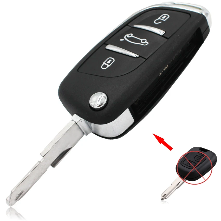 DS стиль складной ключ для peugeot 206 207 206CC 3 кнопки бесключевого входа брелок дистанционного ключа 434 МГц