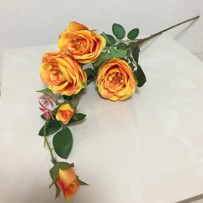 design 2 orange 10 шт. искусственные розы шесть голов белый/розовый/фиолетовый/оранжевый/красный цвет розы стебли для Свадьбы Центральные элементы - Цвет: design 2 orange