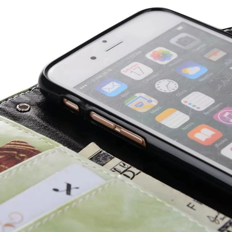 Модные Мрамор рок кожаный бумажник чехол для iPhone X 8 7 Plus 6 S Galaxy S8 карты ID слот