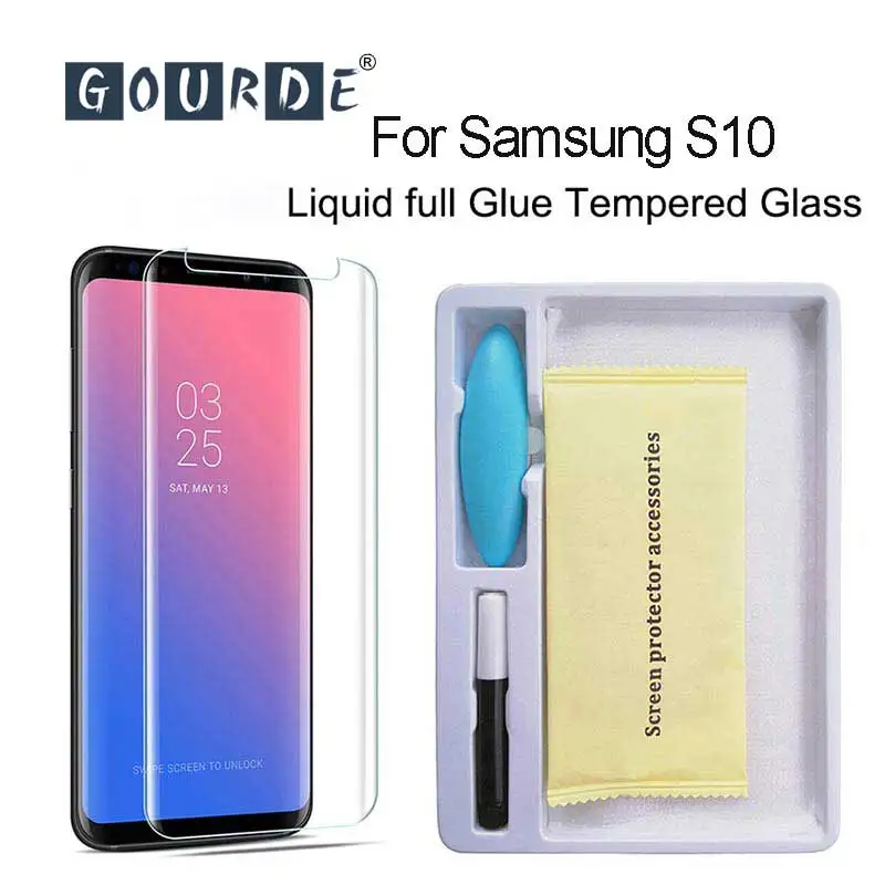 Gourde для самсунг s9 S10 S10E чехол экрана УФ жидкое закаленное стекло samsung Galaxy S10plus S7 edge