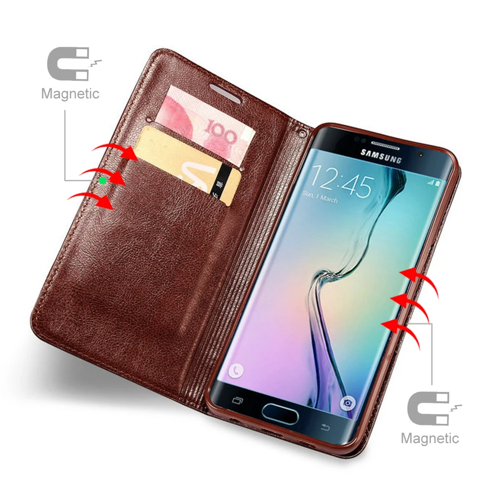 Магнитный кожаный флип-чехол для Samsung Galaxy S20 Ultra S7 S6 edge S8 S9 S10 Plus роскошный