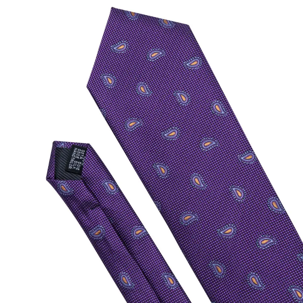 

11 Colors Men Tie 100% Silk Purple Baby Paisley FolralSilk Ties For Men Wedding Handkerchief Cufflinks Barry.Wang NeckTie Set