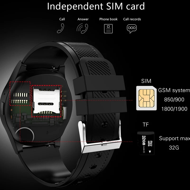 Смарт-часы L9 с Bluetooth модные круглые поддержкой TF sim-карты шагомер камера монитор