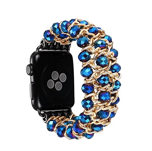 Fastgo Apple Watch Band стильный ретро Кристалл бисером стрейч эластичный Iwatch для Sereis 1