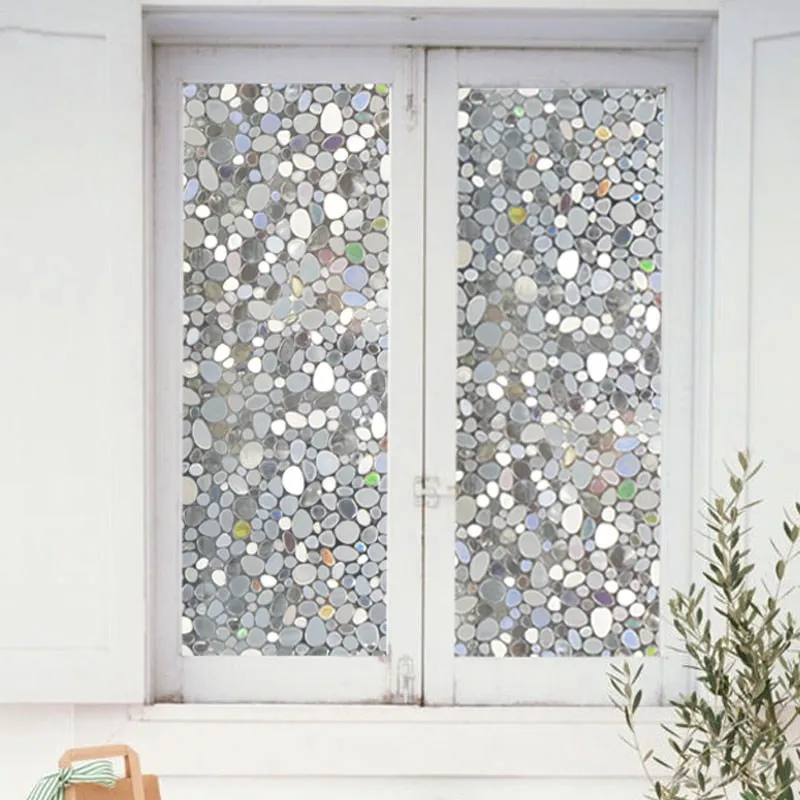 

Wide 45/60/90cm No-glue Frosted Window Cover Film Waterproof Static Cling Glass Foil Window Sticker 3D Laser PVC Stone