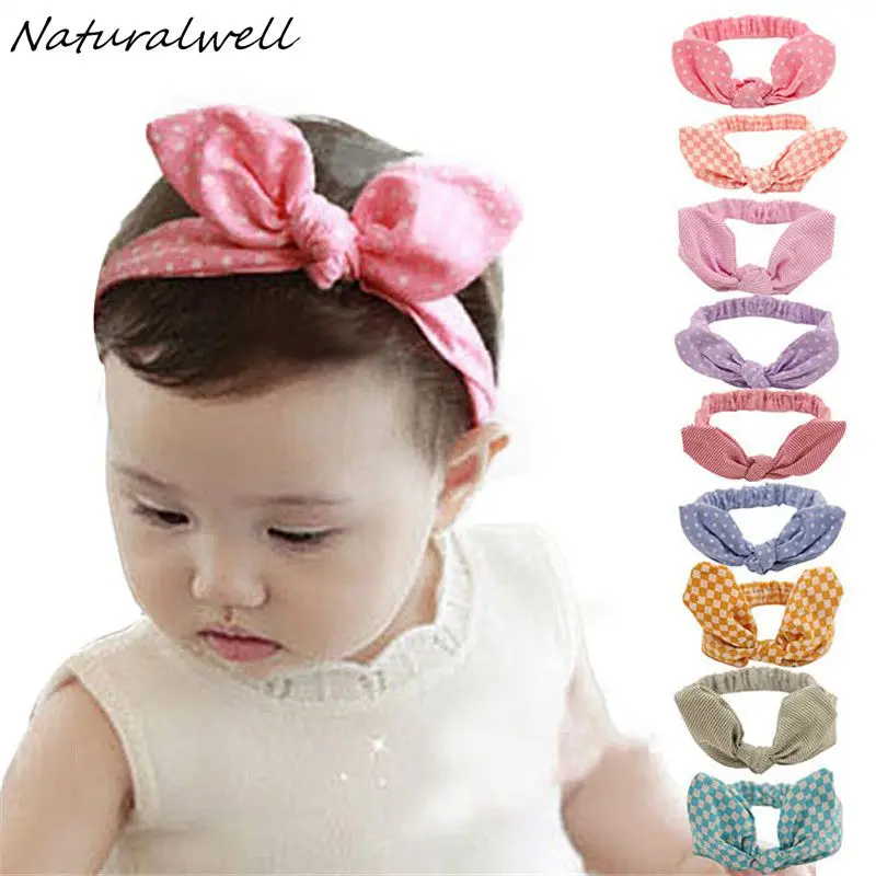

Naturalwell Baby Hair Accessories Infant Baby Kids Girls Headband Lovely Dots Plaid Rabbit Ear Hairband Knot Headwear 1pc HB419