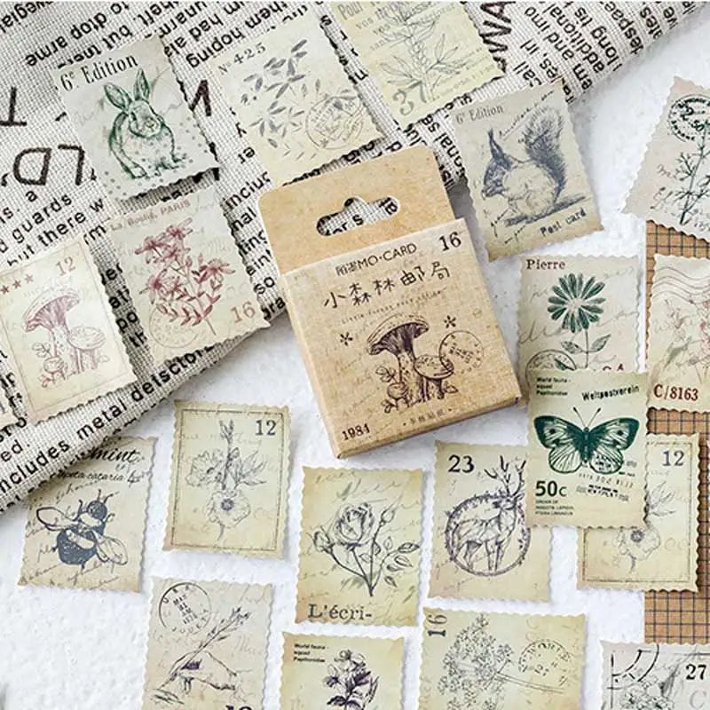 46 шт./кор. Винтаж лес Филателия штамп Стикеры s Скрапбукинг канцелярские милые
