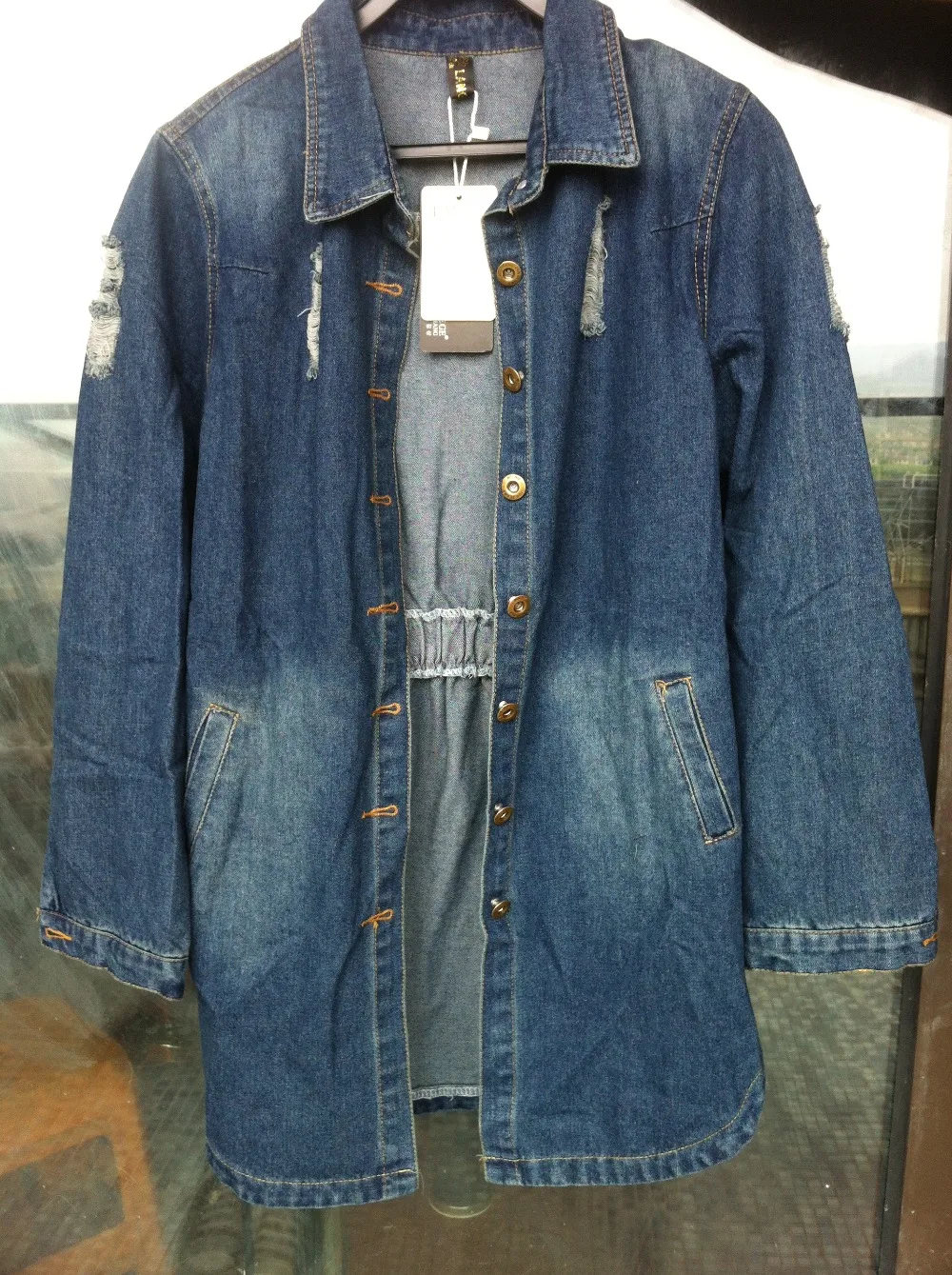 Винтаж Для женщин джинсовая куртка 2017 Женская Повседневное выстиранный джинс