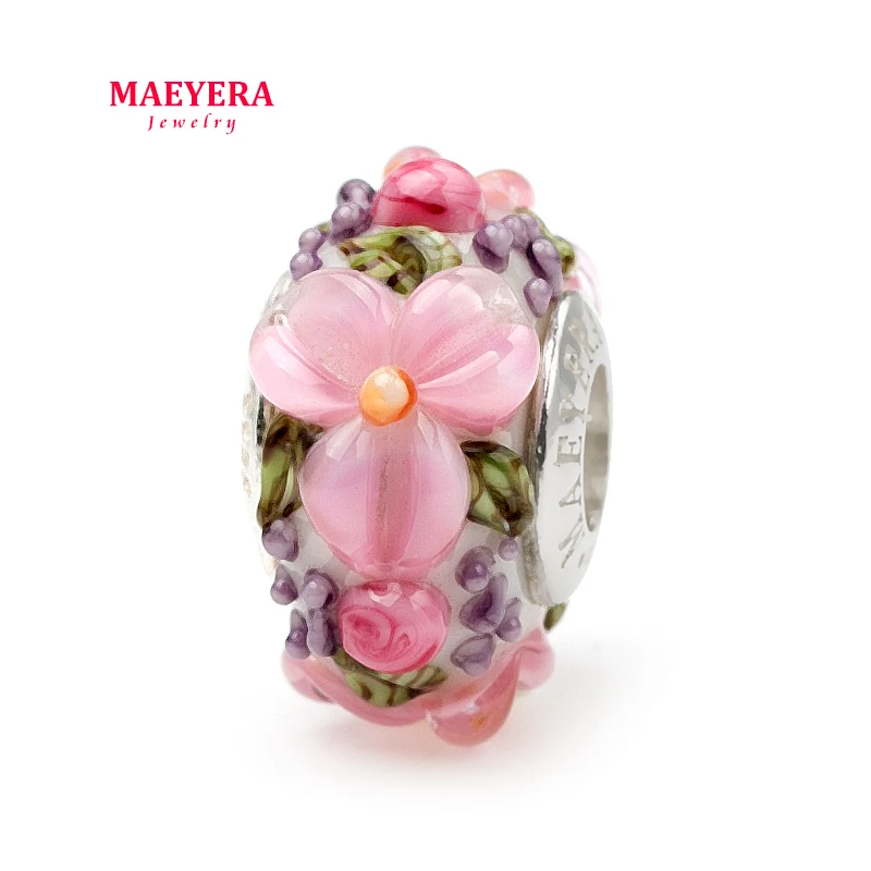 MAEYERA ювелирные изделия настоящие S925 сердечник розовый цветок стерео лепестки