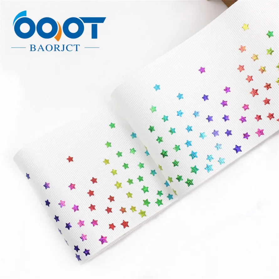OOOT BAORJCT I-19508-1181, 75 мм 2 ярдов красочные горячие штамповки пятиконечной звезды ленты, лук крышка аксессуары и DIY украшения - Цвет: I-19508-1181