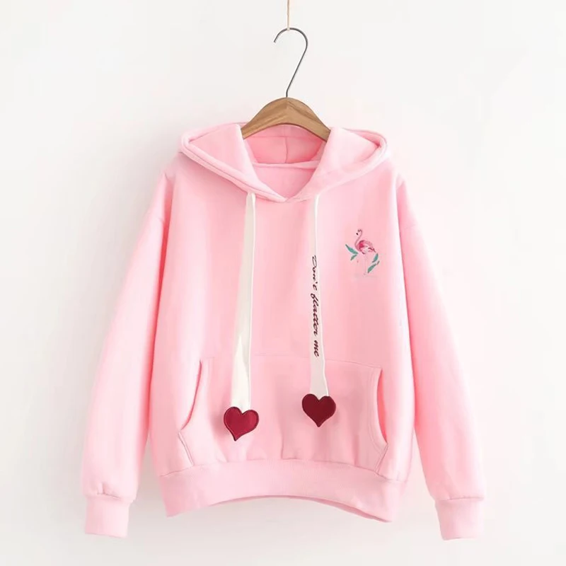 

Newly Winter Embroidery Womens Hoodies Preppy Crane Autumn Causal Sweatshirts Long Sleeve Pullover Tops m99